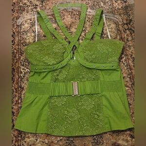 Oh Yes! Vibrant Green Lace Corset Top